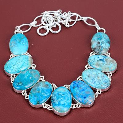 Chrysocolla Necklace 925 Sterling Silver Necklace Adjustable Chain Gemstone Necklace Handmade Necklace Gifts for Women Birthstone Jewelry