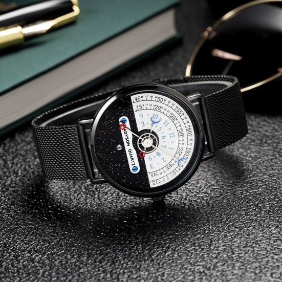 Men Watch Color Matching Half Roulette Date Diaplay Waterproof Clear Print Legible High Accuracy Quartz Movement Quartz Wristwatch