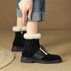 Fashion 2025 New Winter Boots for Women Square Buckle Short Boots Round Toe Thick Heel Women Warm Platform Shoes Large Size Ankle Boots