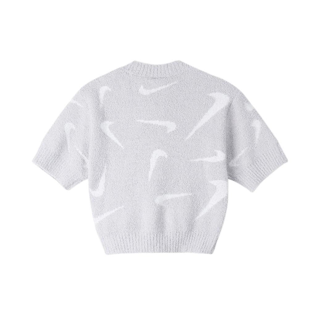 Nike Sportswear Phoenix Cozy All-Over Print Cropped Casual Short Sleeve T-Shirt Women Tops Light-Smoke-Grey FD4287-077