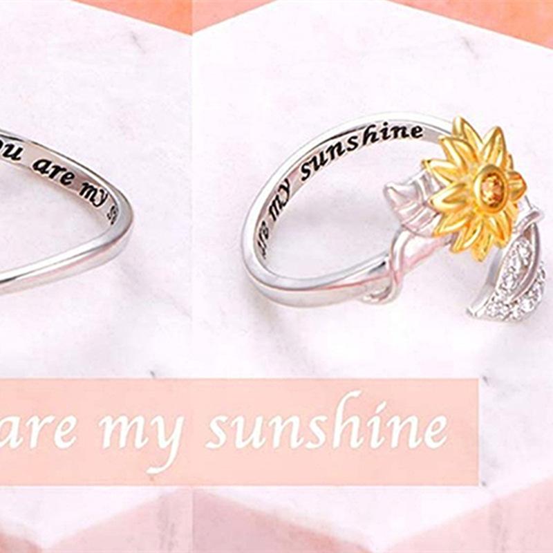 Sunflower Daisy "You Are My Sunshine" Open Ring