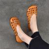 Johnature Genuine Leather Slip-on Shoes Hollow Out Breathable Soft Bottom Women's Flat Sandals
