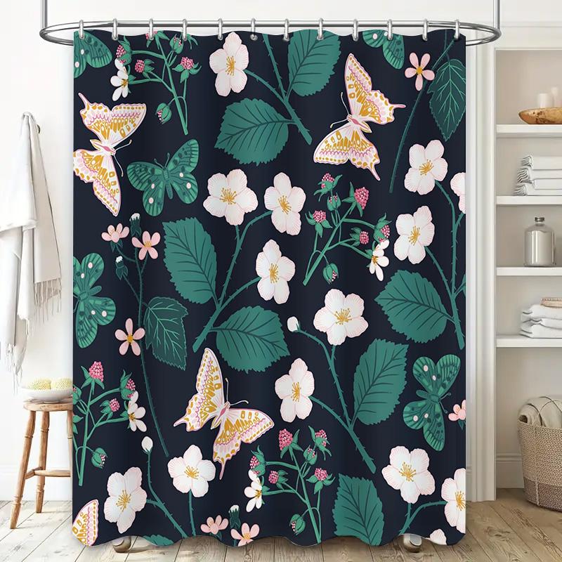 Pink Butterfly Floral Shower Curtain Bathroom Decor Home Decor Soft Waterproof Fabric Shower curtain for bathtub bathroom access