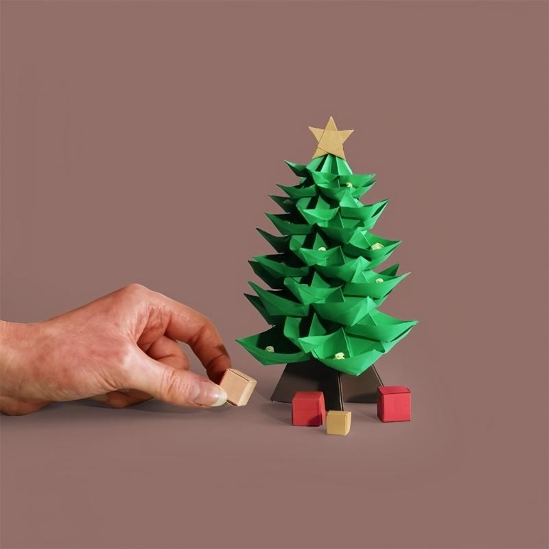 Christmas Tree Paper Craft Set Hand On Learning Toy Fun Paper Kits For Parents Children Activity Holiday Decoration