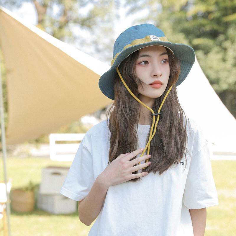 

Japanese Wide Brim Sunshade Bucket Hat - Summer Fisherman Cap, Lightweight Breathable for Men Women, Outdoor Camping Outing синій