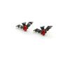 Gothic Bat Stud Earrings for Women Men Punk Red Crystal Gift Ancient Silver Color Party Gift Wholesale Jewelry Gift Women