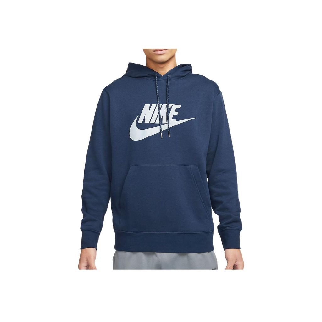 Nike Kangaroo Pocket Hoodie With Printed Logo Men Hoodie Blue DM1237-410