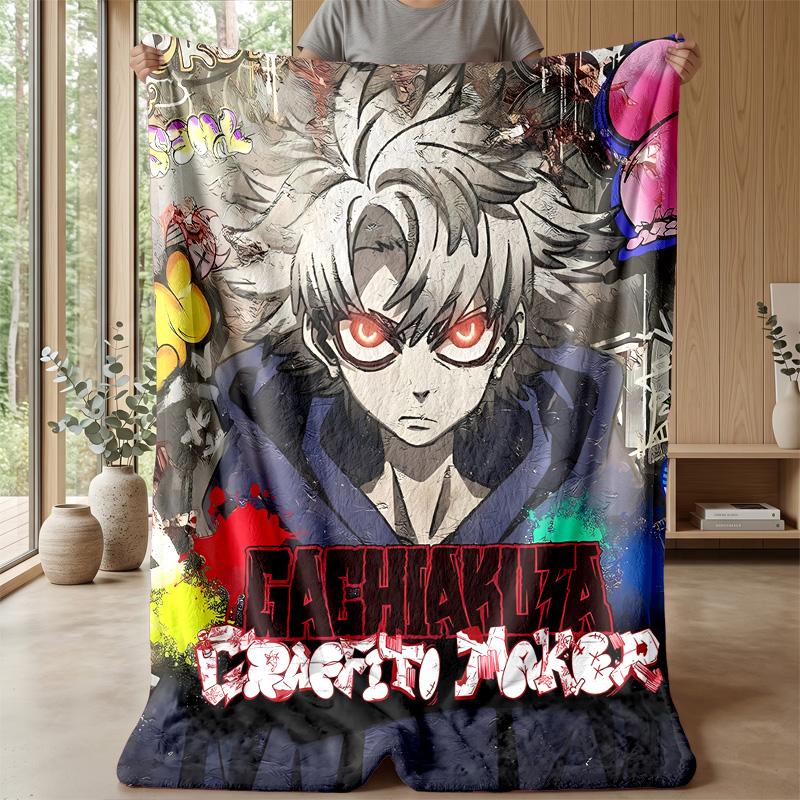 GachiakutaPrinted Flannel Blanket Cozy Skin-Friendly Warm Throw for Couch Bed Indoor Daily Use