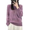2024 Women's 100% Wool Half-High Collar Twist Sweater - Thick, Solid Color, Loose Fit, Slim Knit