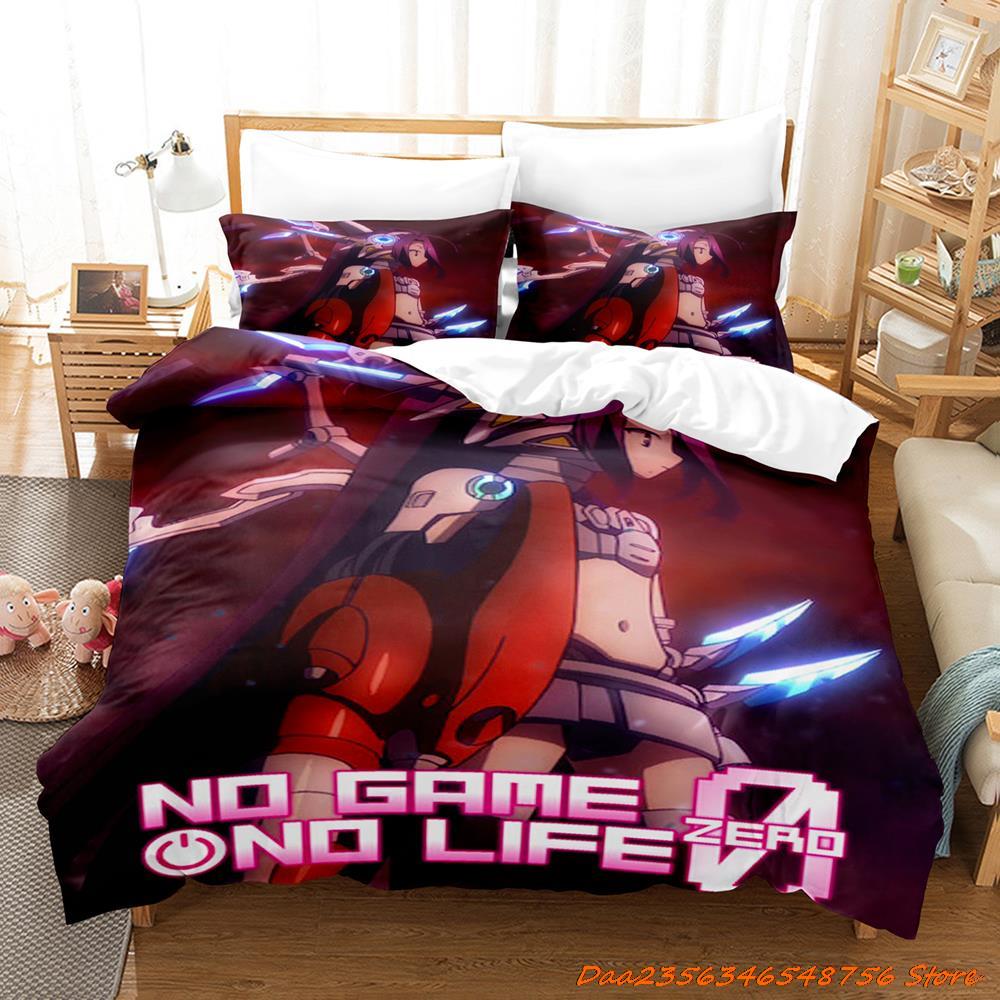 New Personelity No Game No Life Bedding Set Cartoon Anime Three-Piece Set Adult Kid Bedroom Duvetcover Sets 3D Kawaii