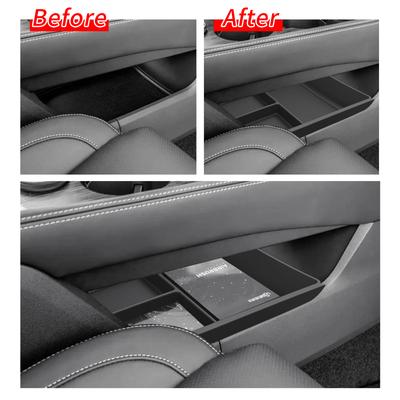 For Nissan Rogue/X-trail T33 2025-2026 Center Control Lower Layer Storage Box Car Accessories Organizer Tidying TPE Black