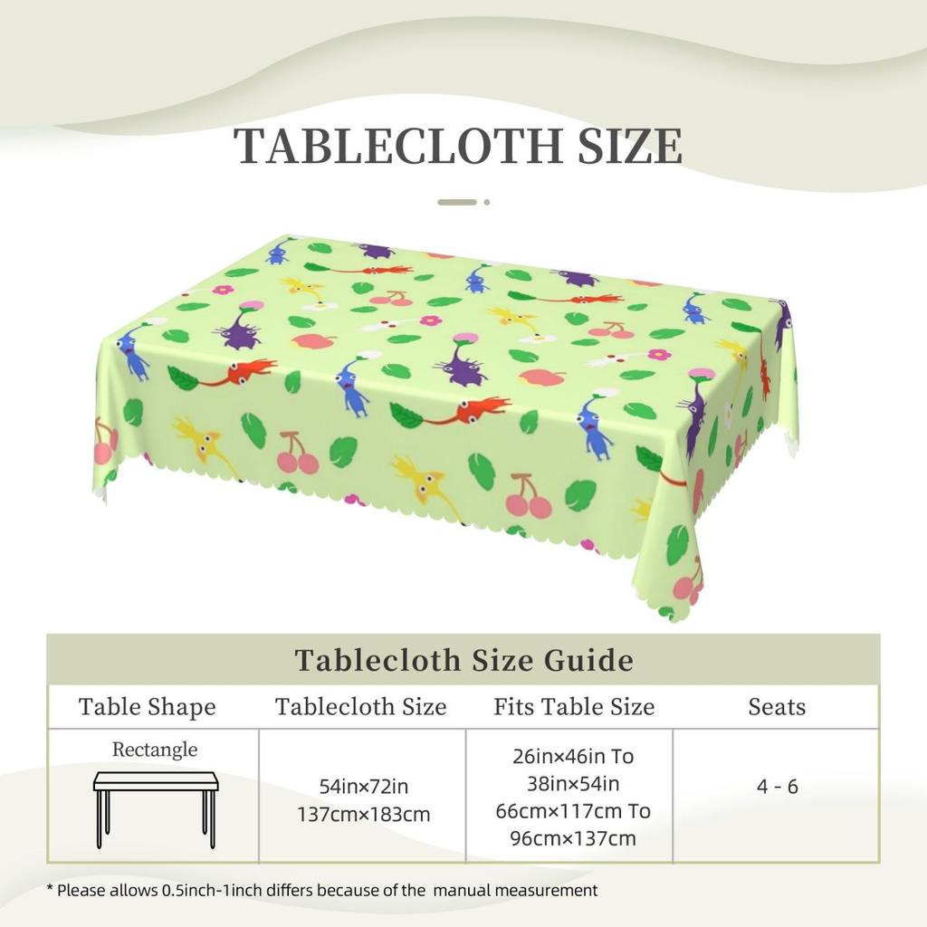 Pikmin Customized Rectangular Tablecloth Oilproof Table Cover for Festival Party Decorations Table Cloth