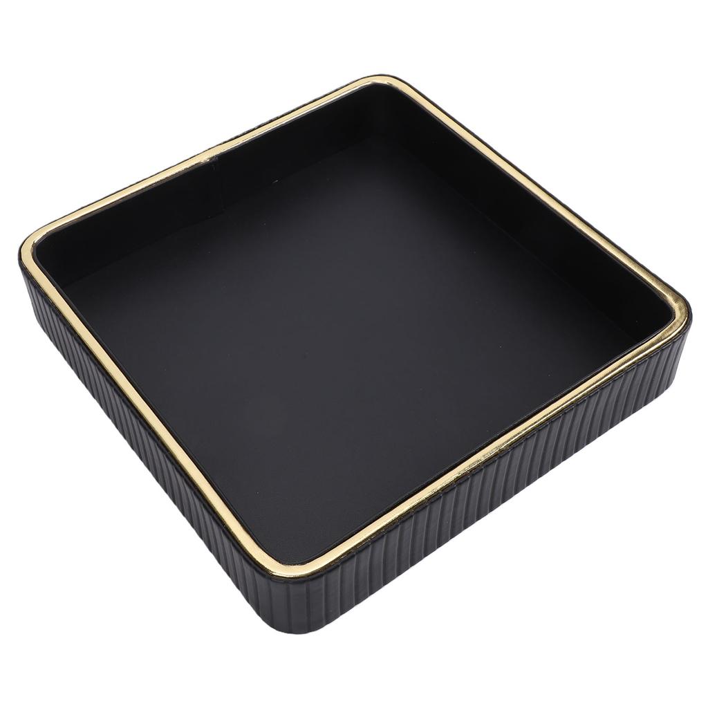 Perfume Tray Jewelry Trinket Organizer Tray Multipurpose Nightstand Organizer for Vanity Countertop Bedroom Black and