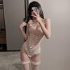 Man Desire Erotic Underwear Sexy Deep V One-piece Lace Hidden Buckle Suspender Pajamas Pure Desire Nightdress Backless Perspective Suit