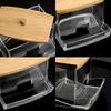 Acrylic Storage Box Bathroom Jar Makeup Organizer Cotton Round Pad Holder Cotton Holder Dispenser with Bamboo Lid Clear Plastic