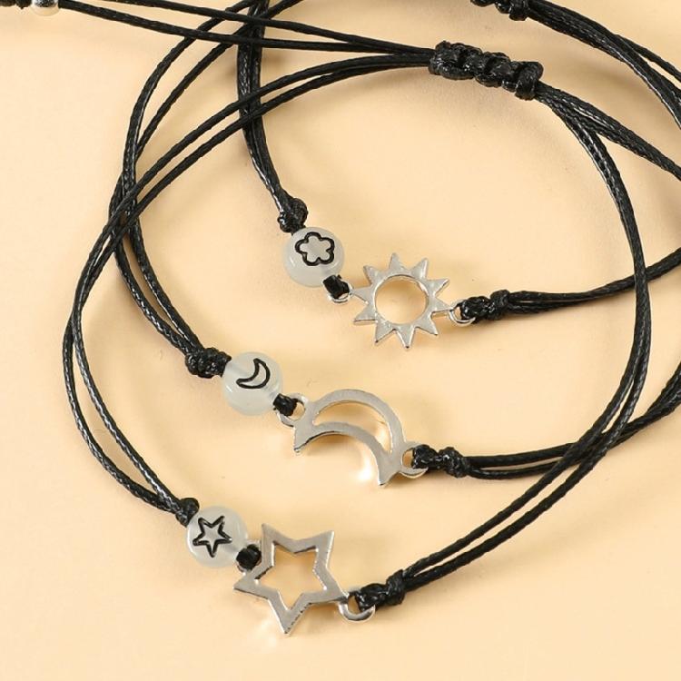 Sun Moon Star Bracelets Handmade Woven Bracelet Jewelry for Best-Friend Family