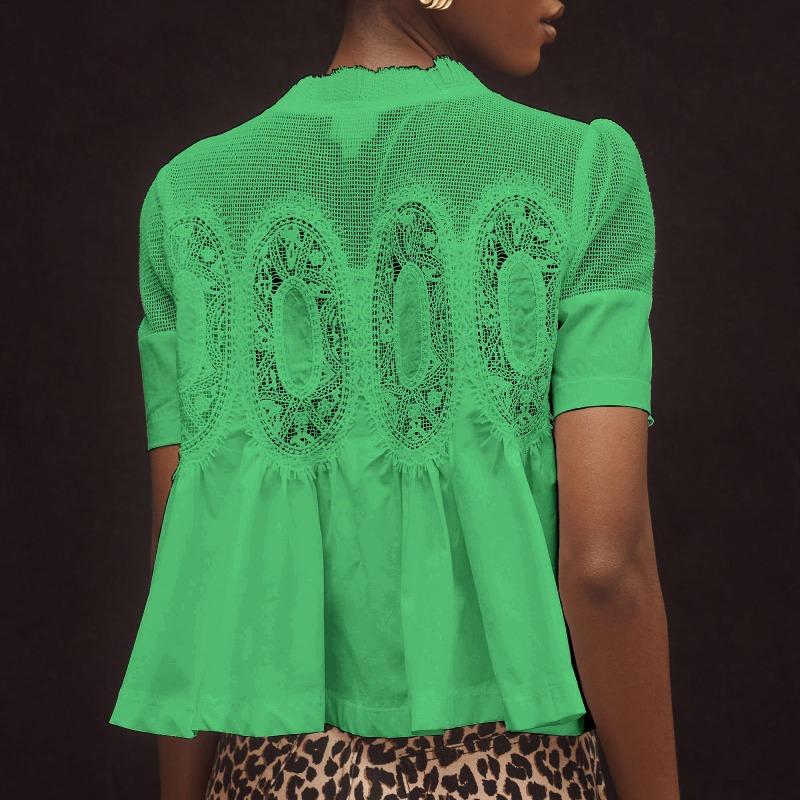 YYFS Moda damska Casual Lato Wiosna Jednolity kolor Drukuj Bluzki i koszule z krótkim rękawem i dekoltem w kształcie litery O