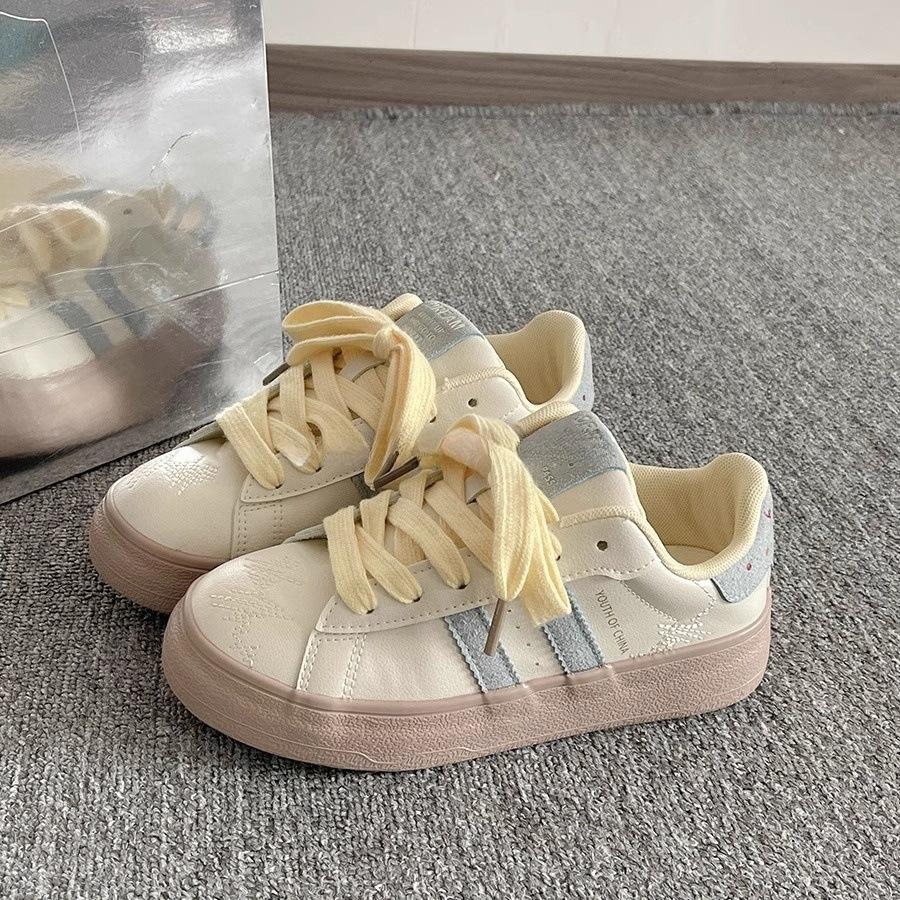 Korean dopamine board shoes women s spring new versatile chic shoes campus style platform white shoes 35