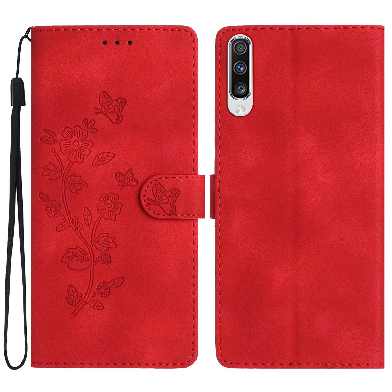 

Чехол-книжка с подставкой для Samsung Galaxy A50/A50s/A30s, из ПУ кожи с цветочным тиснением Red