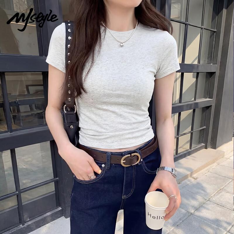 

MJ STYLE Women s Round Neck Short Sleeve T-shirt M