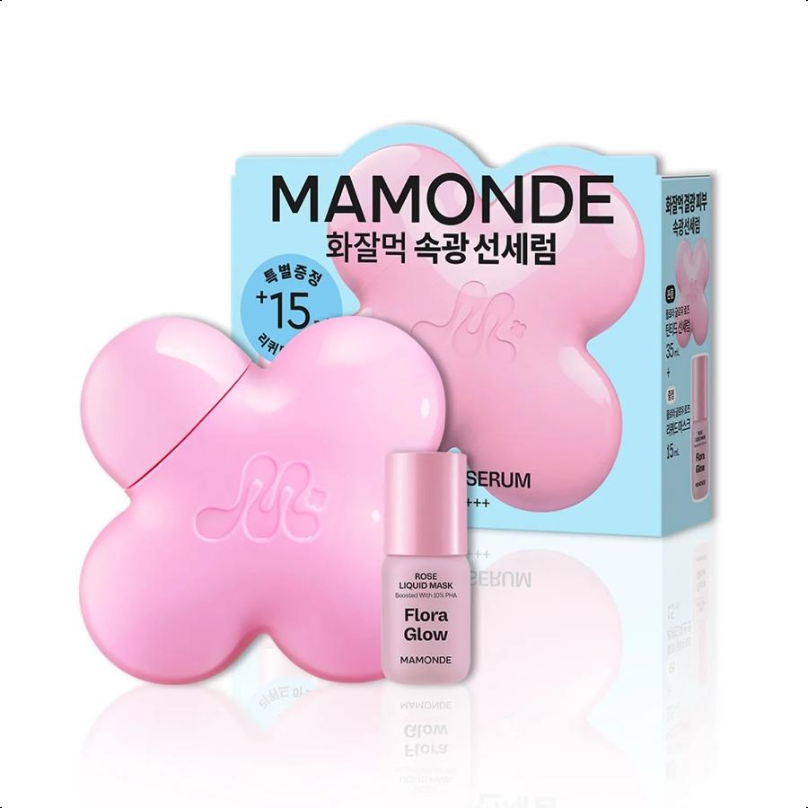 Mamonde Flora Glow Rose Tinted Sun Serum 35ml Set (+Rose Liquid Mask 15ml) +Rose Liquid Mask 15ml