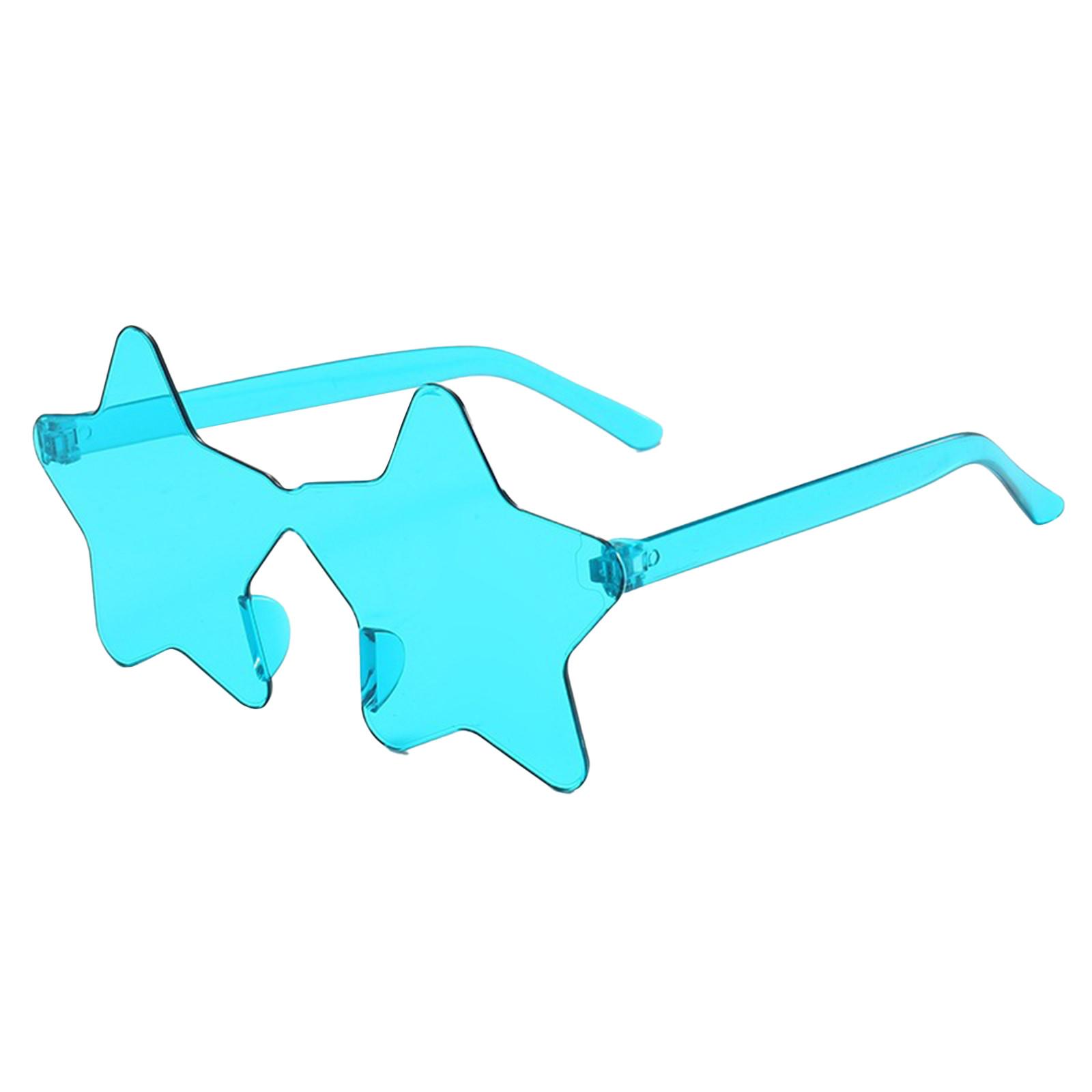 

Солнцезащитные очки без оправы в форме звезды, прозрачные солнцезащитные очки ярких цветов для вечеринок для девочек, мальчиков, женщин One Size