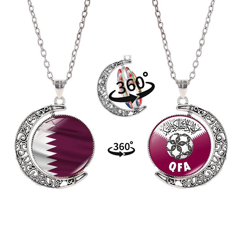 2026 World Cup Flag Emblem Double-Sided Crescent Pendant Necklace