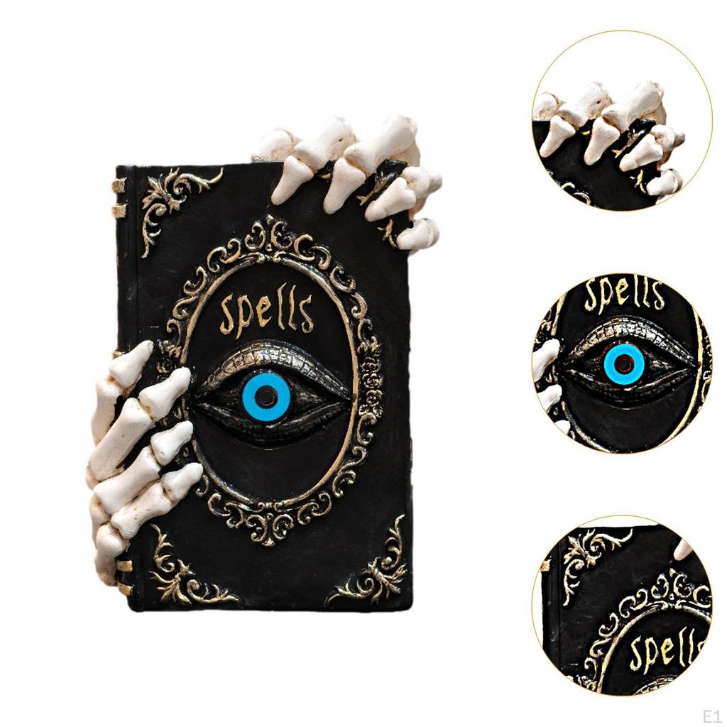 Buchfigur, Halloween-Dekoration Gotisches Handwerk Ornament Skeletthand Statue Harzskulptur für