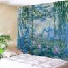VIKAMA Monet Water Lilies Oil Painting Tapestry Impressionist Art Style Wall Hanging for Living Room Study Homestay Decor