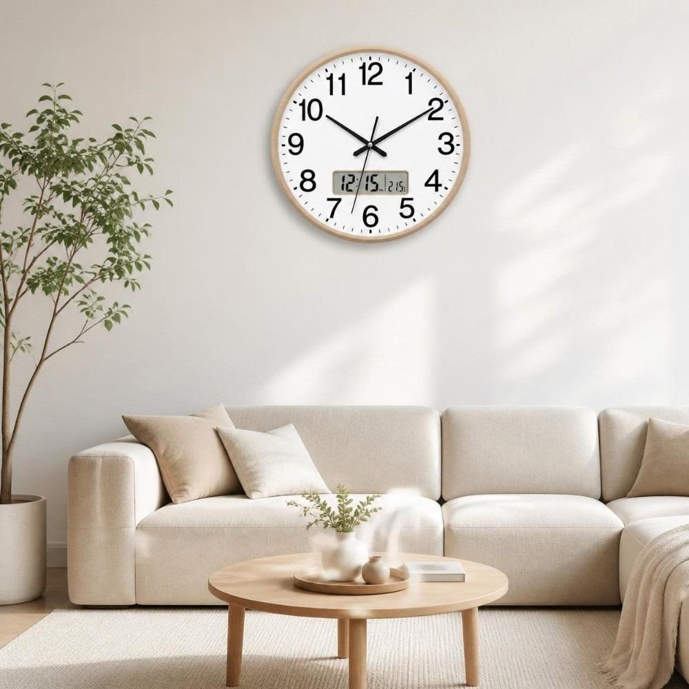 With Calendar Round Wall Clocks 10 Inch Hanging Clock Modern Digital Calendar Clock  Living Room