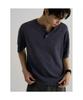 8SECONDS Garment-Dyed Henley Neck Knit Pullover Blue