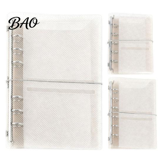 Refillable Planner Binder A6 A7 M5 Trifold Binder, 5/6-Rings Transparent Loose Leaf 6-Rings Folder, Budget Notebook Cover for School, Office, Meeting