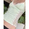 Lace Bow Suspender Vest Women's Design Sense Side Perspective Waist-revealing Girl's Age-reducing Base Top Short