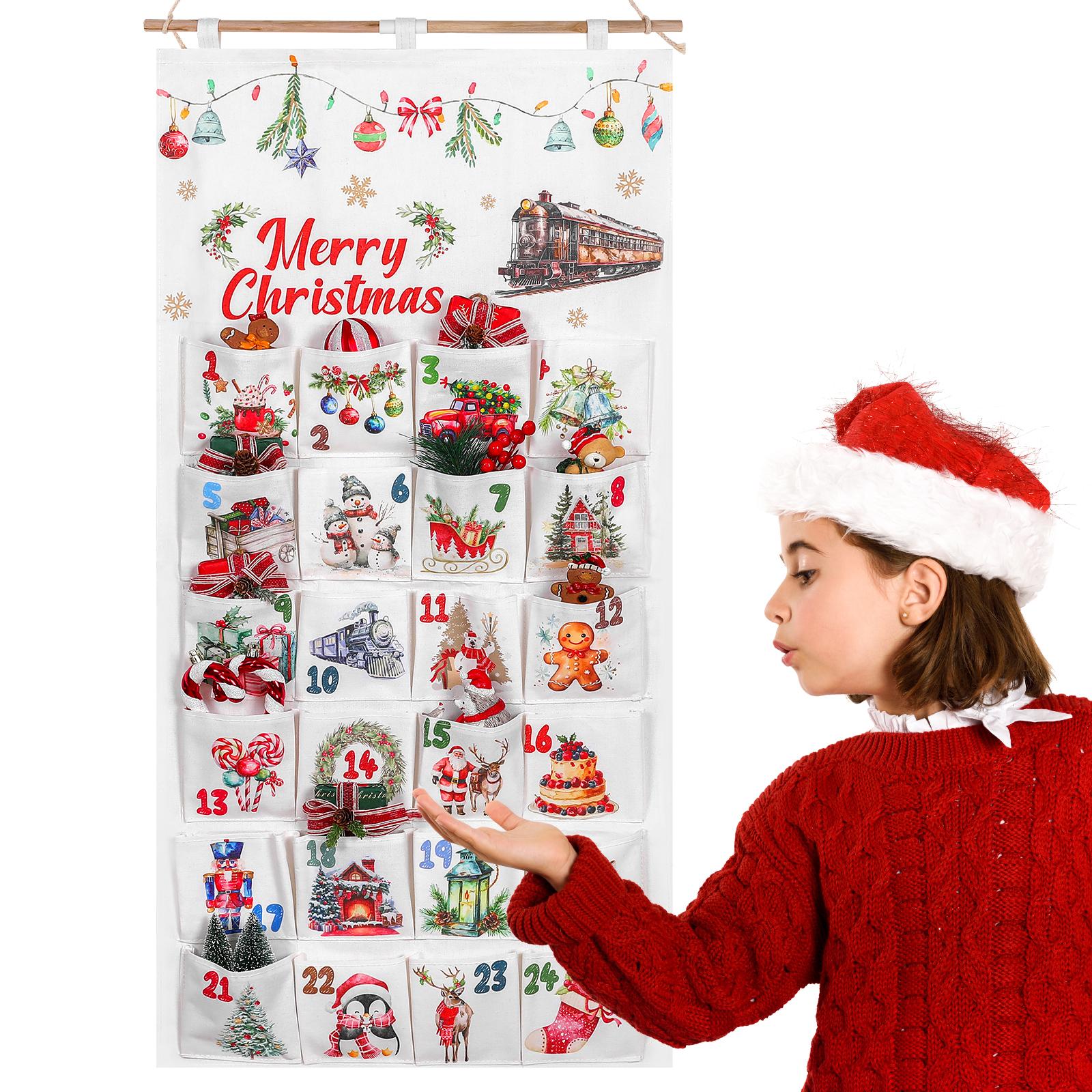 

Fabric Christmas Advent Calendar With Pockets 24 Days Christmas Countdown Advent Calendar Hanging Countdown Calendar To Fil Reus белый