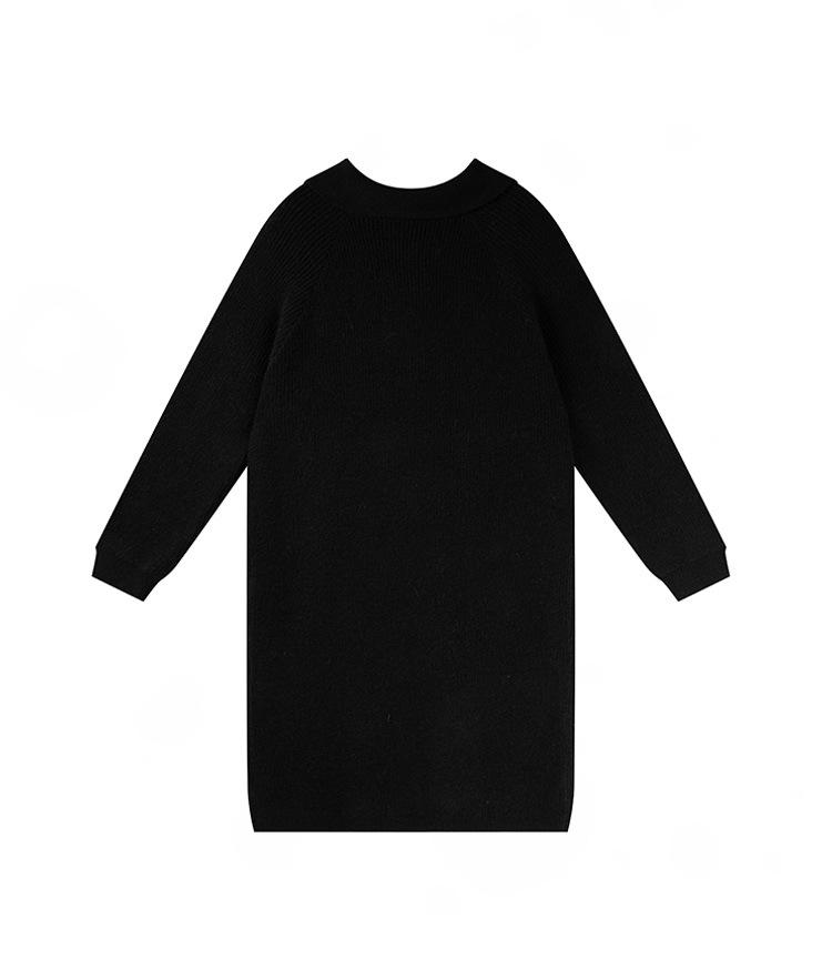Ai Yuan 2025 Winter Plus Size Women's Loose POLO Collar Lace-up Knit Dress F716