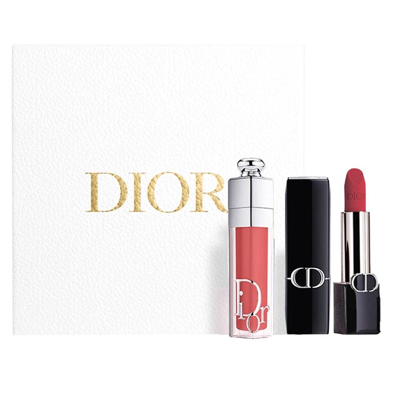 DIOR Lipstick Two-piece set: Vivid Blue Gold Lipstick #720 3.5g + Charming Lip Plumping Gloss #018 6ml синий