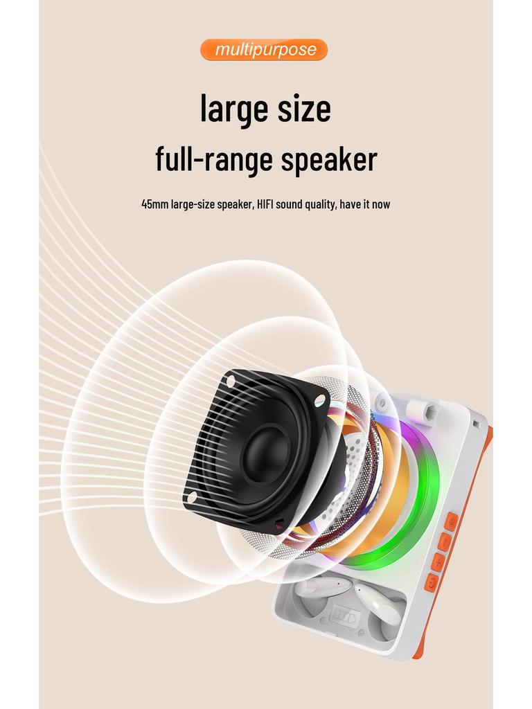 Compact Multi-functional Phone Holder & Bluetooth Speaker with Ambient Light, Foldable TF27BOX