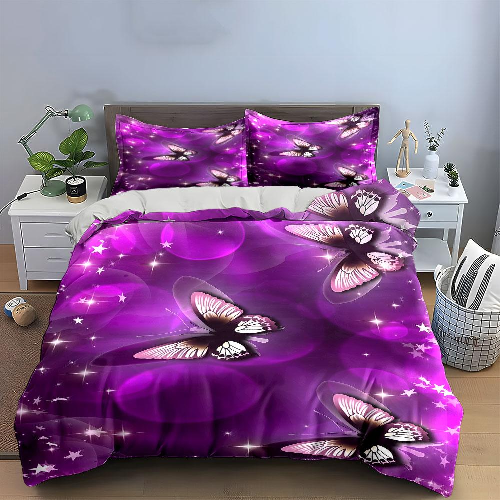 Butterfly Design Three-Piece Set Multiple Sizes Kid'S And Adults' Bedroom Exquisite 3Pc Bedding Set, Gift