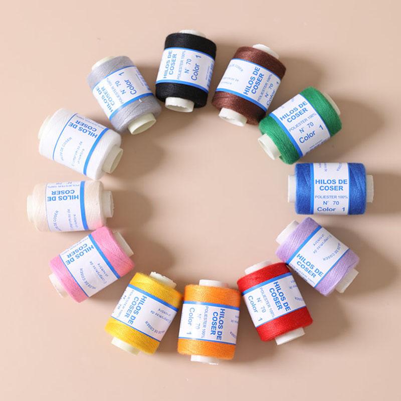 12Color 500M Sewing Thread Polyester Sewing Thread Set Strong And Durable for Sewing Machine Hand Repair Use