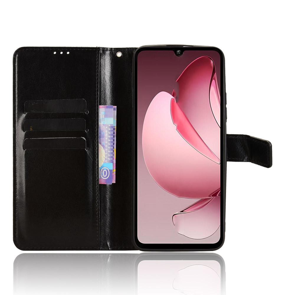 For Oukitel C60 Pro/Oukitel C60 PU Leather Case with Strap Crazy Horse Texture Phone Wallet Cover