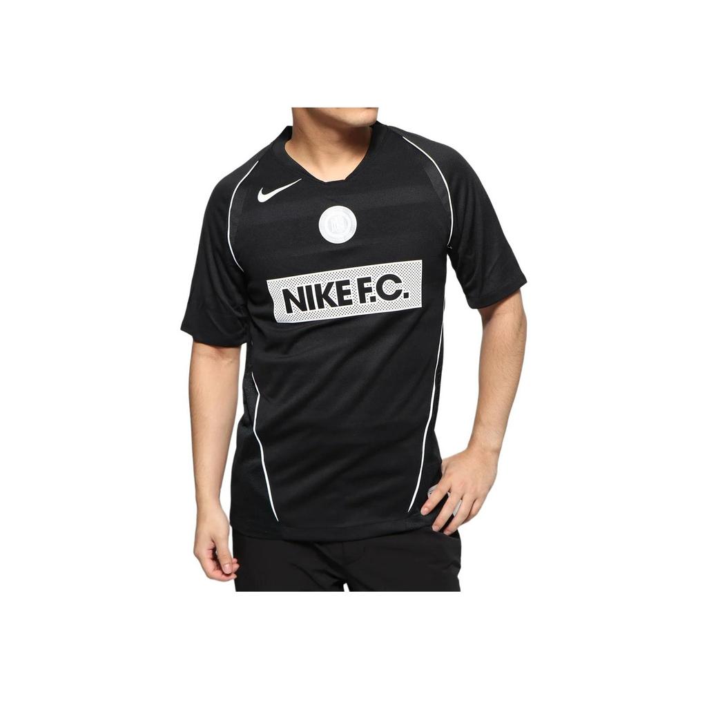 Nike Logo Print Round Neck Quick-Dry Football Short Sleeve T-Shirt Men Tops Black At6018-010