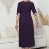 Women's Summer Round Neck Half Sleeve Irregular Printed Casual Long Skirt