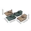 4 Pieces 1/144 Scale Armored Tank Toy 4D Model DIY Assemble Tracked Crawler Chariot for Party