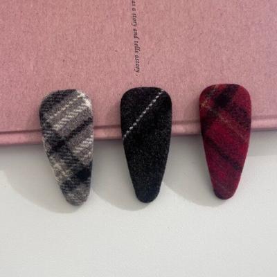 Mno Wool Winter Check Hairpin Hairpin Triangle Vivid Fabric Snap Pin Snap Pin Hairpin