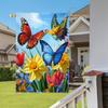 1pc Spring & Summer Butterfly and Flower Garden Flag, Double-Sided Polyester Decorative Flag for Home, Yard, Lawn, Outdoor Use Without Electricity - S