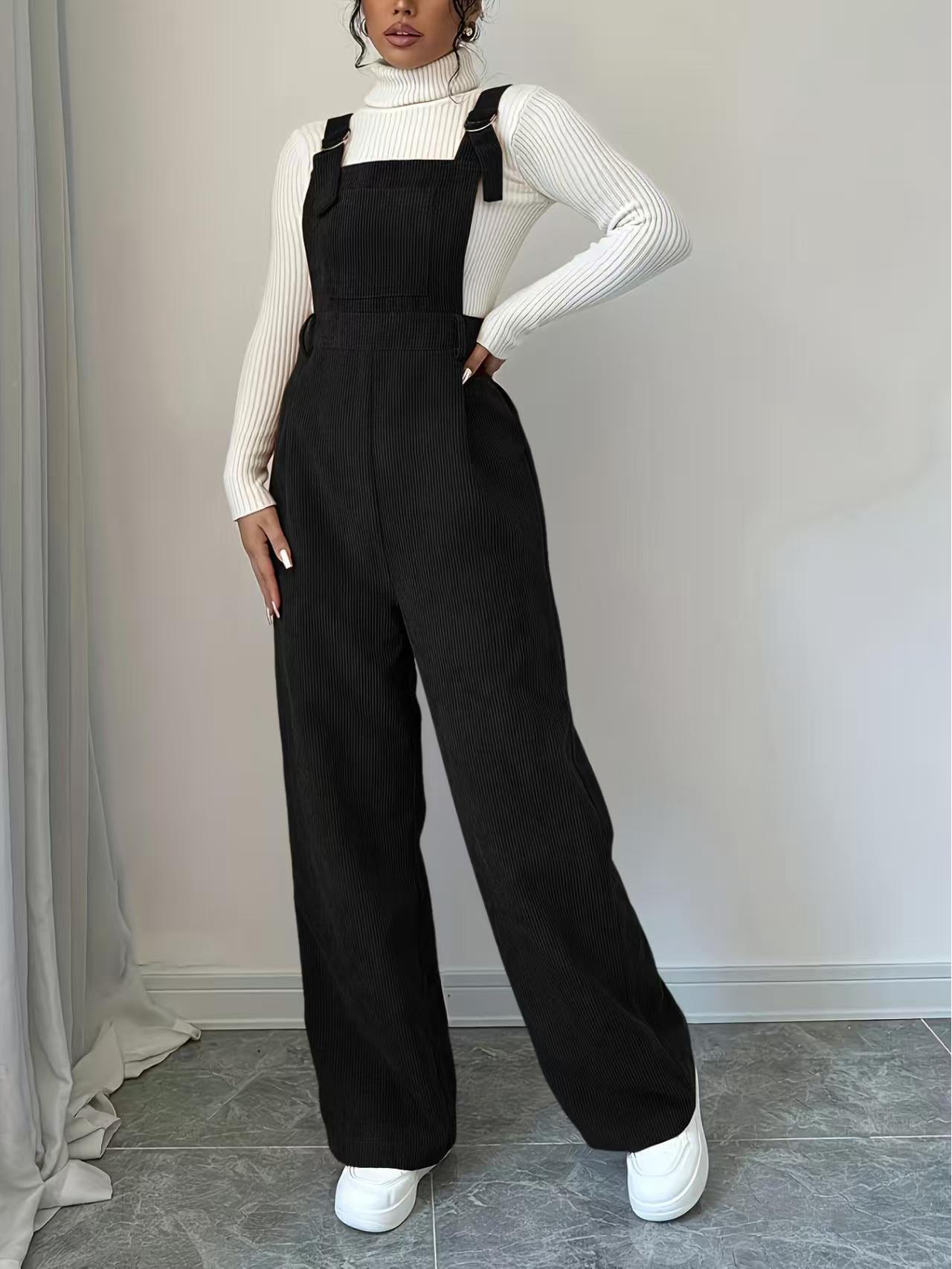 2025 Corduroy Women s Loose Straight-Leg Jumpsuit L