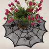 Round Spiders Webs Laces Placemat Soft Polyester Cobwebs Table Mats for Dining Ambiances