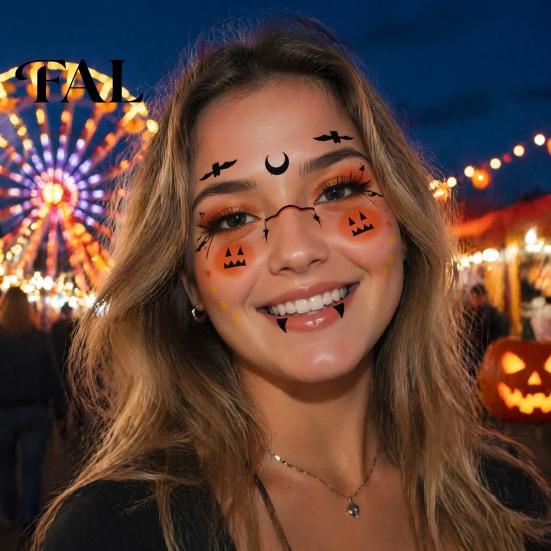 Funny Face Tattoos Halloween Tattoo Stickers, Waterproof Scary Makeup Decals for Party, Easy Apply Patch Temporary Wound Scar Body Art Kids