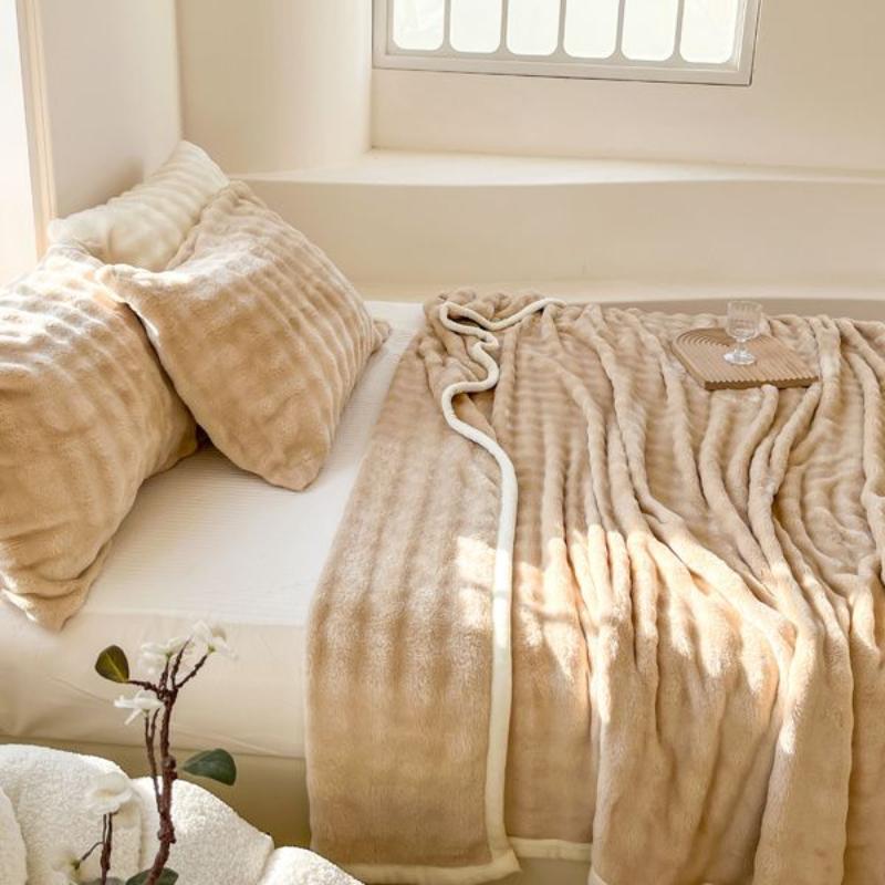 Winter Thickened Double-sided Plush Blanket Bedroom Cover Blanket Premium Rabbit Plush Bedding Nap Blanket Sofa Towel