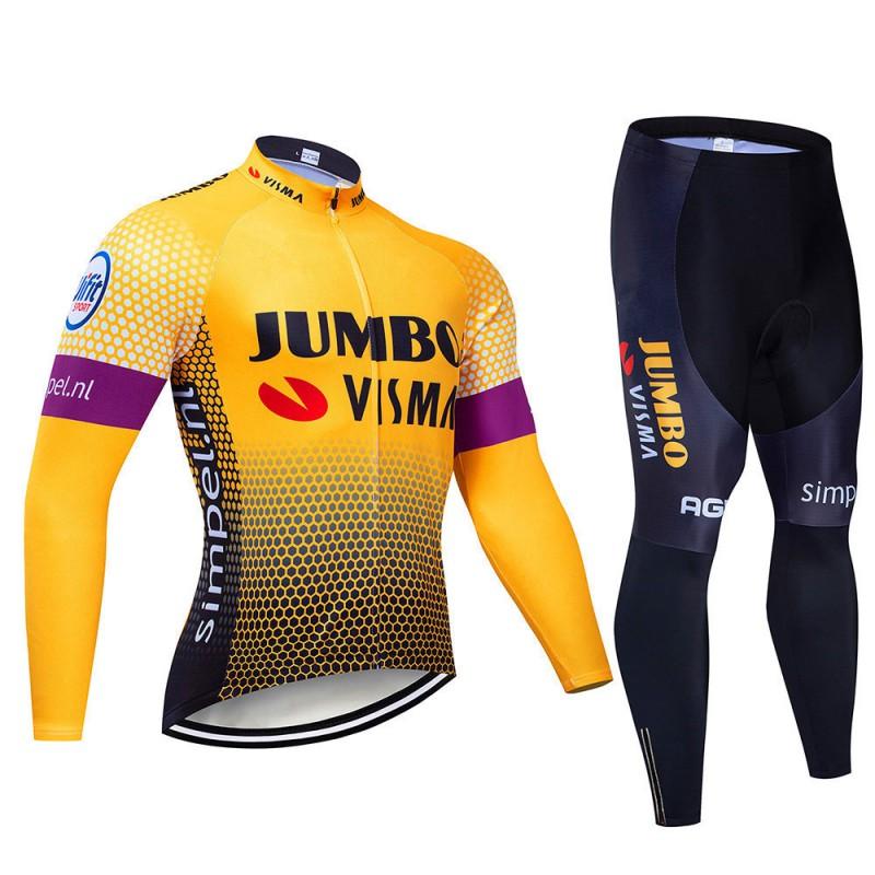 Mens Long Sleeve Cycling Jersey Set Breathable Quick Dry Performance Bike Wear Road